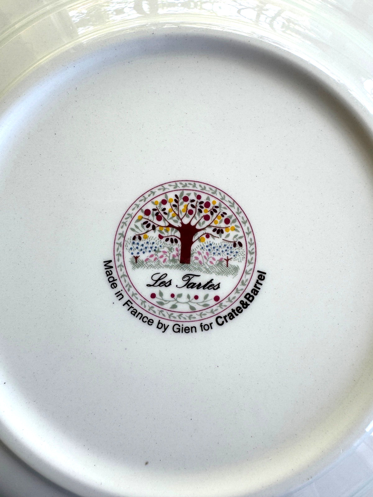 French Gien for Crate & Barrel “LES TARTES” Dessert Plates Abricot/Pomme/Cerise