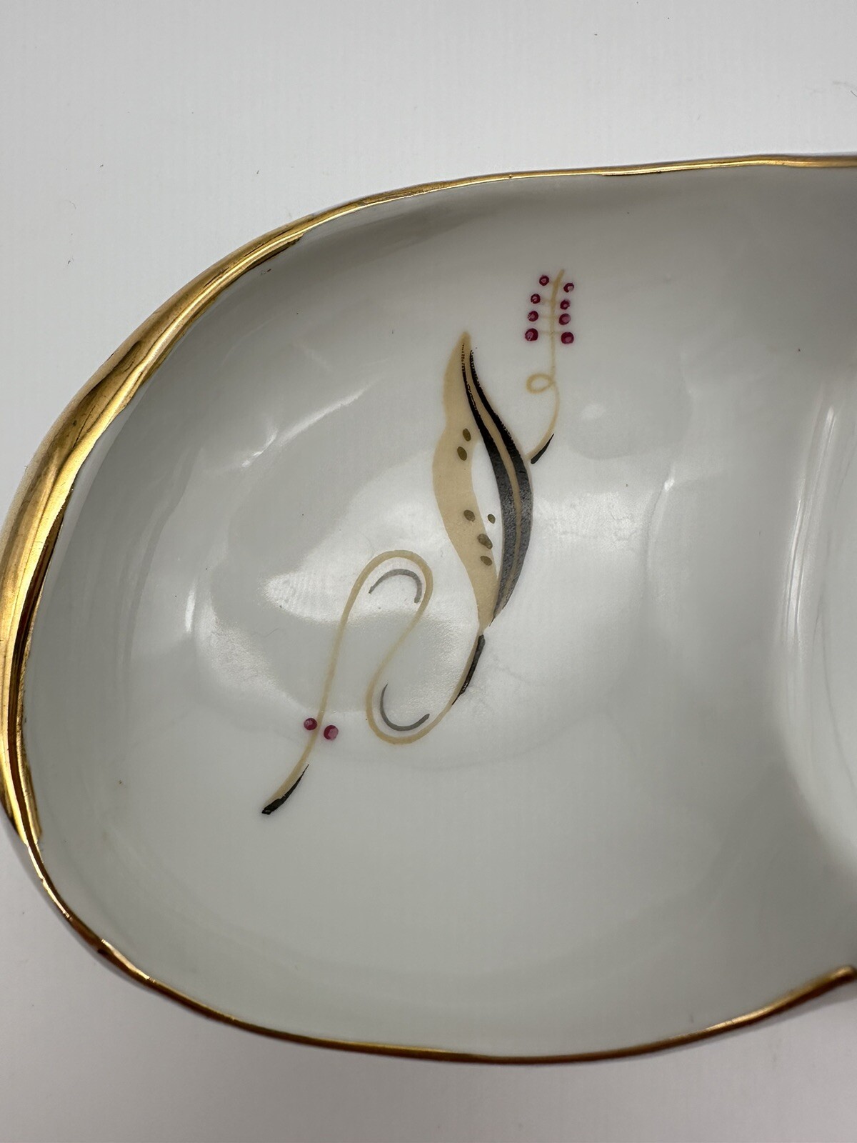 MCM Divided Serving Dish Candy/Nut Dish With Handle And Gold Trim