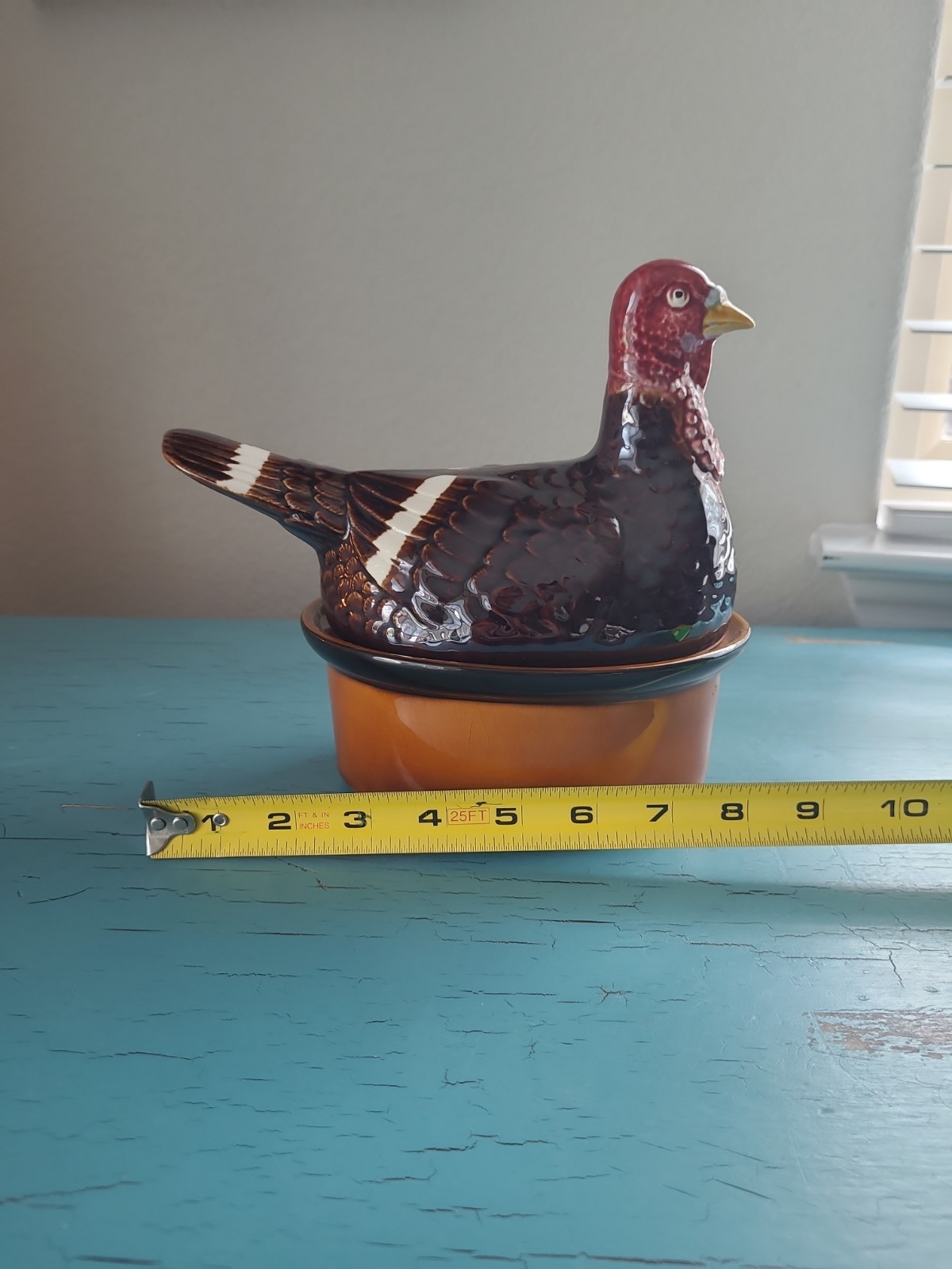 Vintage 1960s Secal Portugal Turkey On A Nest Majolica Casserole Dish