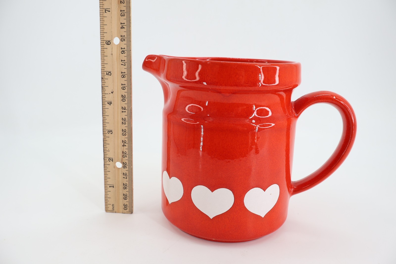 Waechtersbach Red White Hearts Creamer Pitcher Germany Earthenware 5.5″