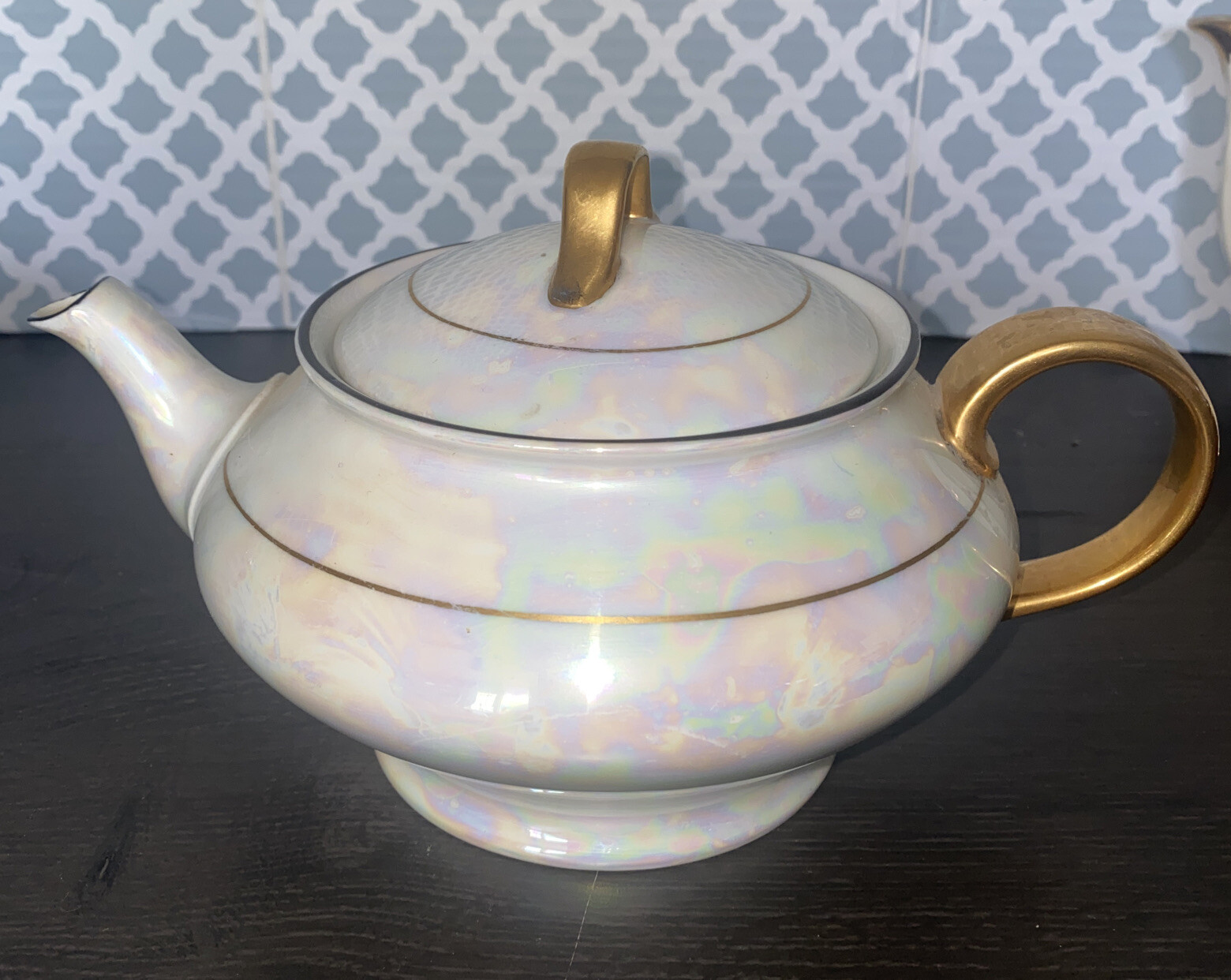 K&A Krautheim Selb Bavaria Germany Gold And Metallic Cream Teapot with Lid short