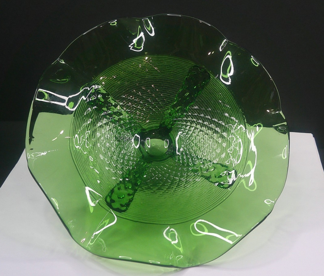 Northwood Glass, Button Panels, Emerald Green, Bowl, EAPG, c 1899, USA, VgCd