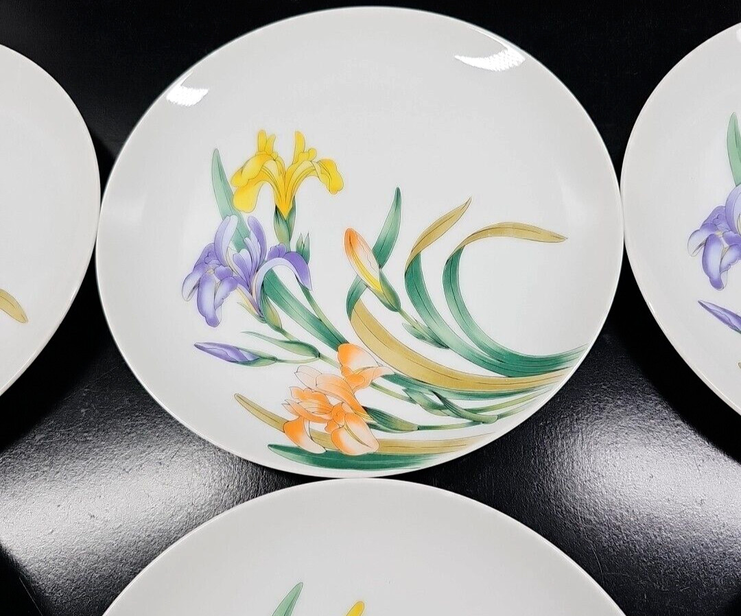 6 Shafford Jardin Des Iris Salad Plate Set Vintage Floral Dishes Japan Retro Lot