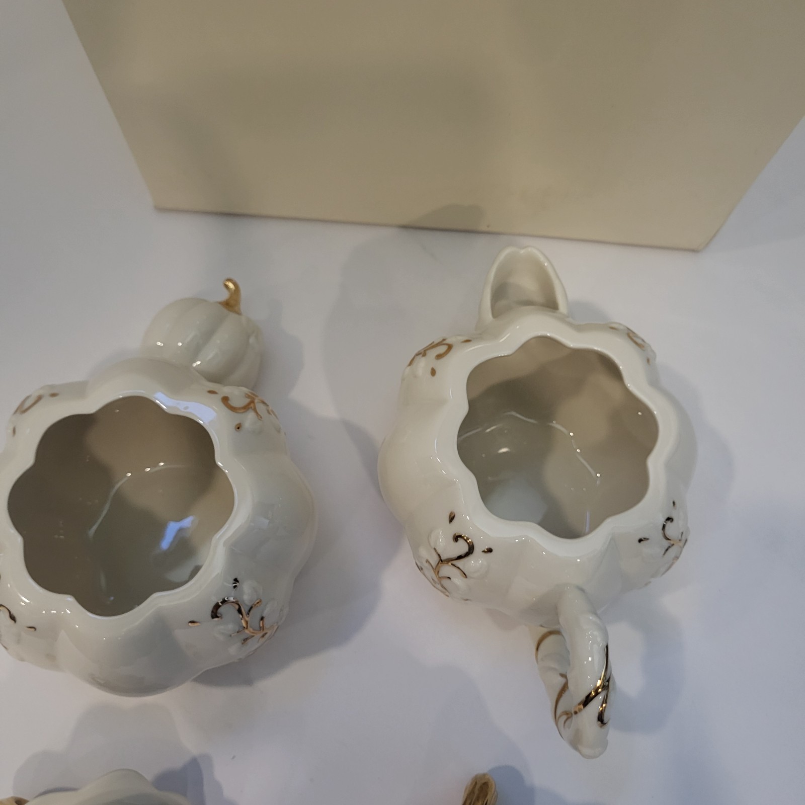 Lenox Ivory Pumpkin Sugar & Creamer Pumpkin Home Decor Collection 2004
