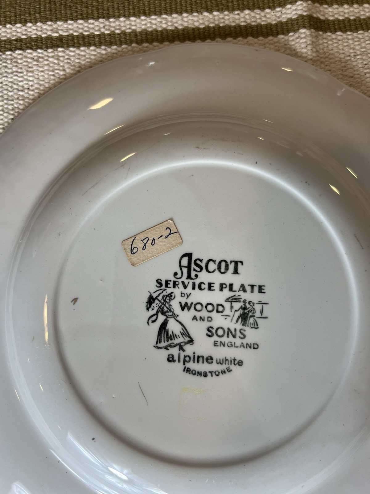 Ascot Service Plate Wood & Sons Decorative Ironstone Wall Plate 10.5″ England