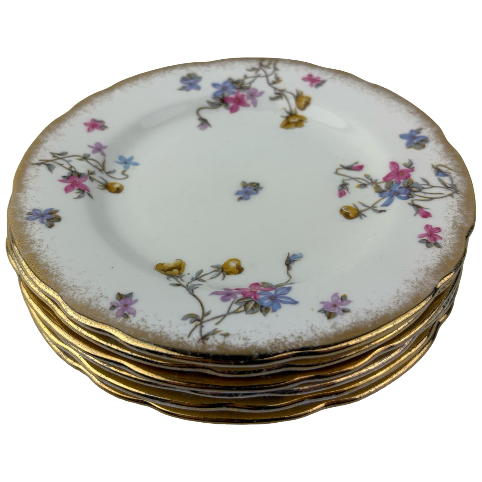 Royal Stafford Violets Pompadour Bread Plates Set of 6 VTG 6 1/4″ Floral England