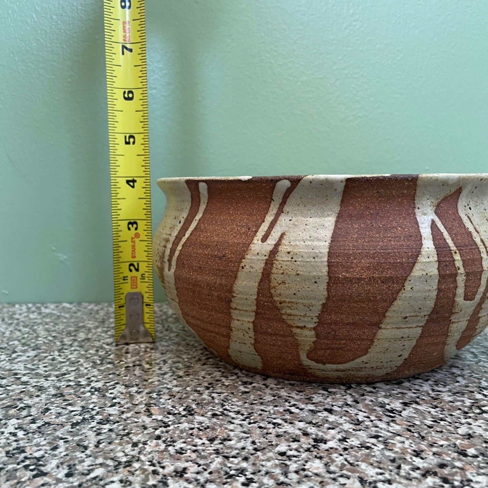 Studio Art Pottery Bowl Glazed Pottery Earth Colors Signed Artist Hand Made