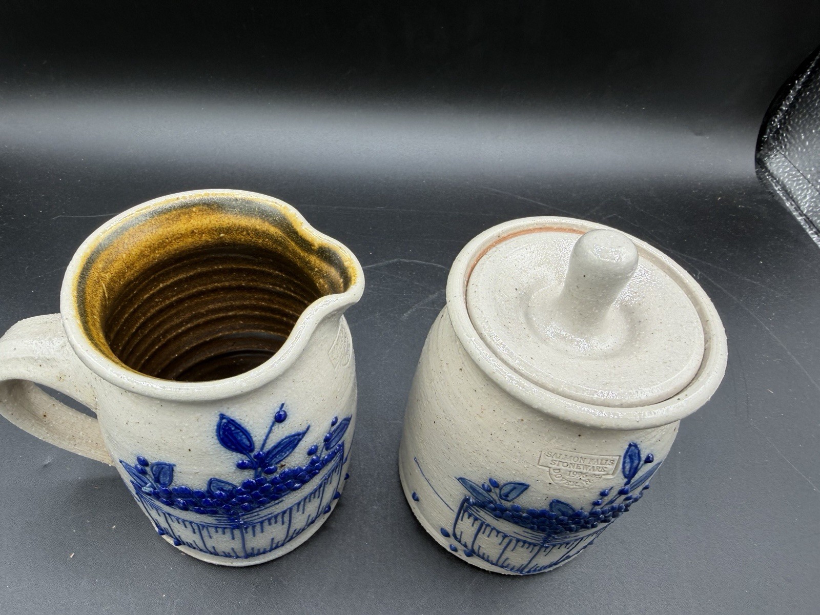 Salmon Falls Stoneware Creamer & Sugar Set 1995