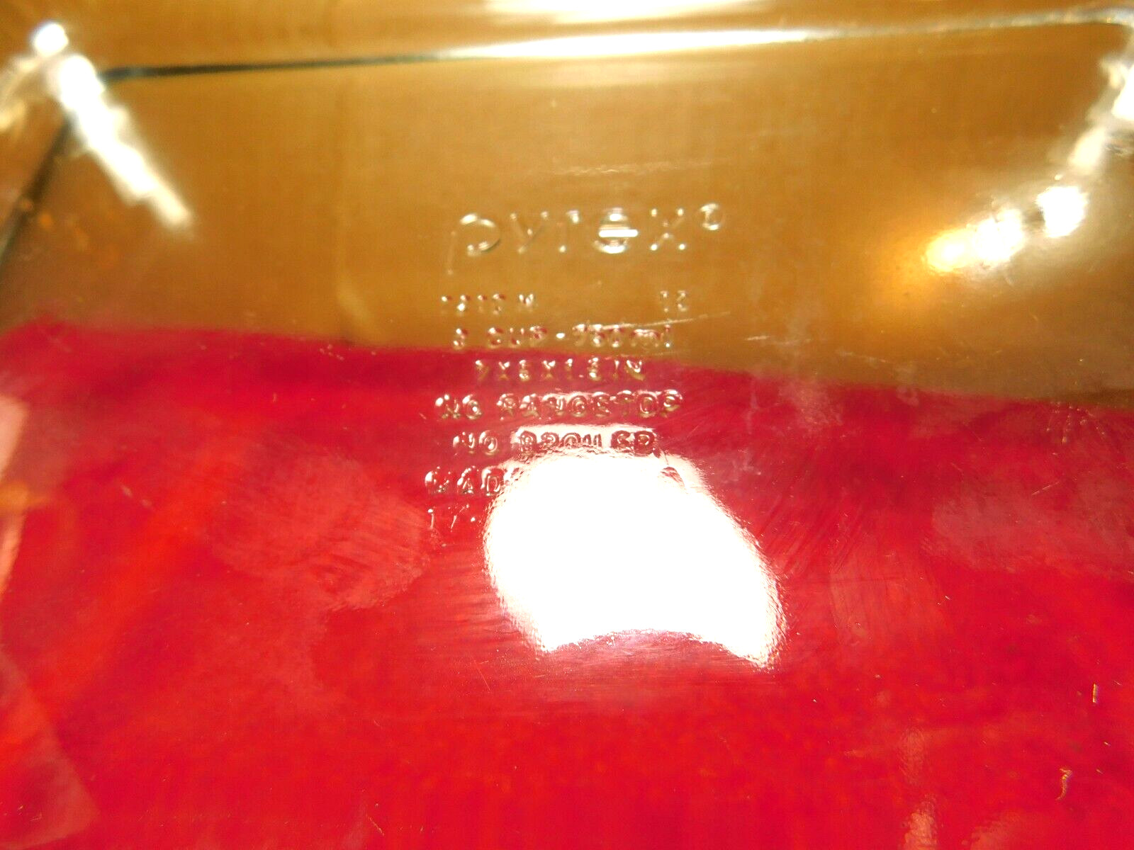 Pyrex~7210 H 3 Cup-750 ml. Clear Glass Rectangle 7 x 5 x 1 1/2″ Made In USA