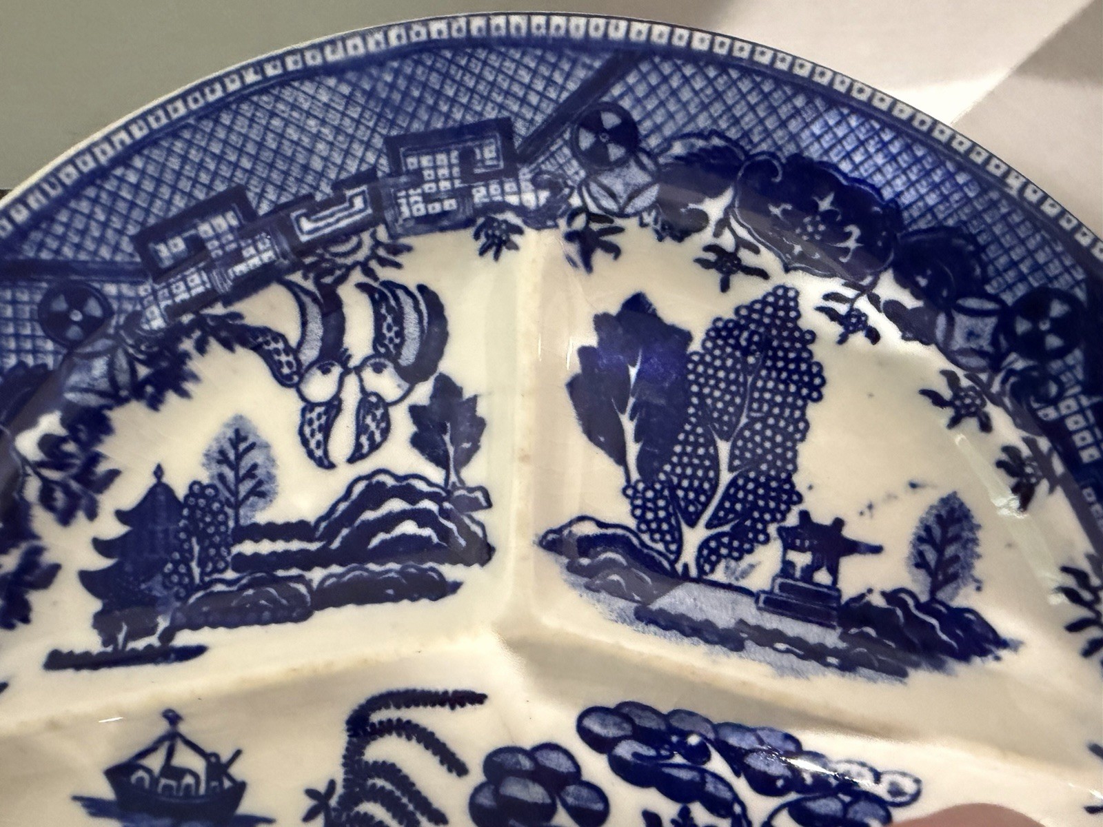 Vintage Blue & White Divided Plates Made in Japan Pre-Owned Qty: 8