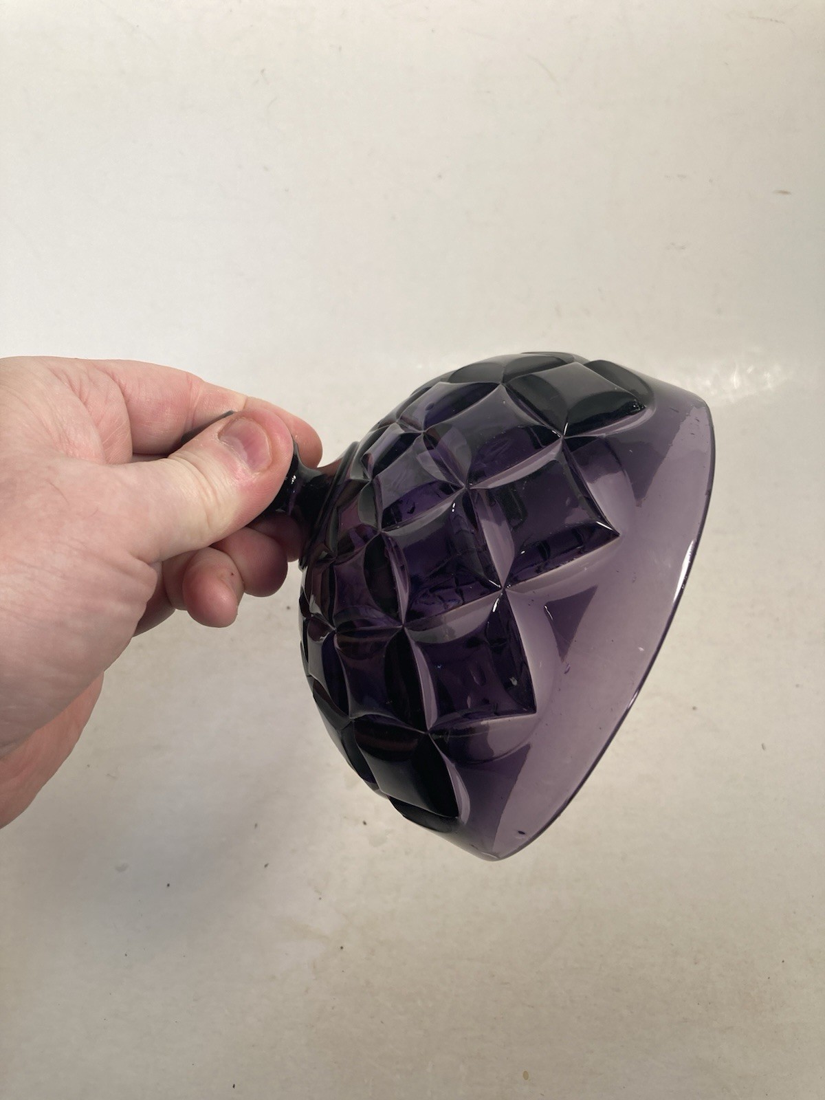 Butter dish, irradiated Purple Glass Pressed Glass
