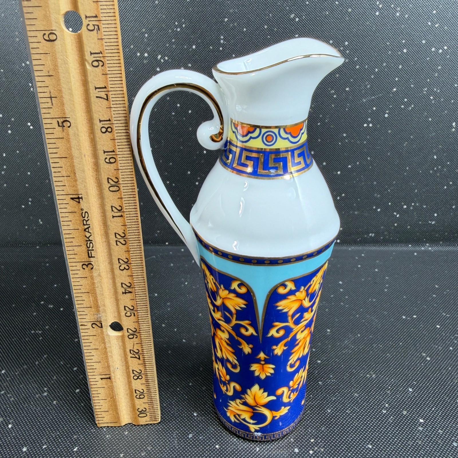 Limoges Casa Elite Bacchus God of Wine Cruet Set 2 Porcelain Jars Blue Gold