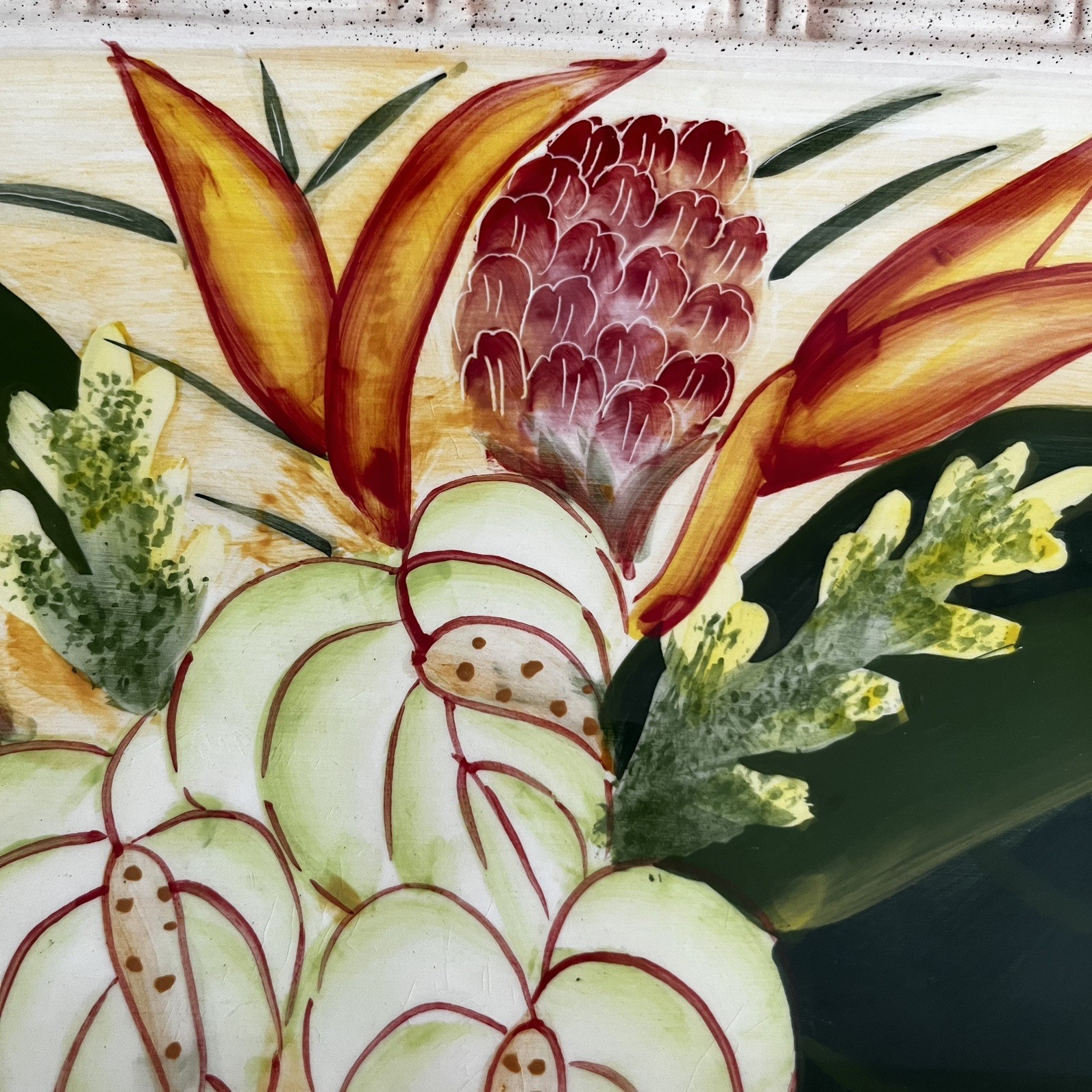 Jayson Imports Bird of Paradise Tropical Floral Ceramic Serving Platter Tray