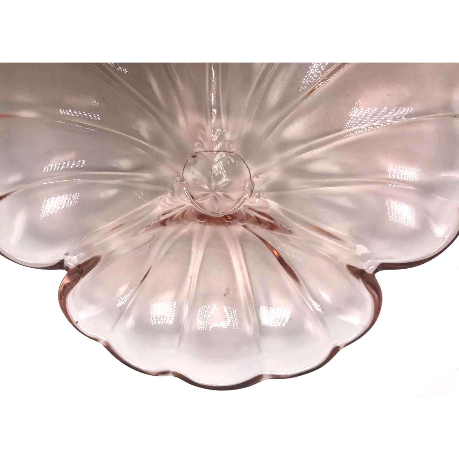 Jeannette Glass Doric Pink Clover Divided Candy Dish 7” Depression Glass 1930s