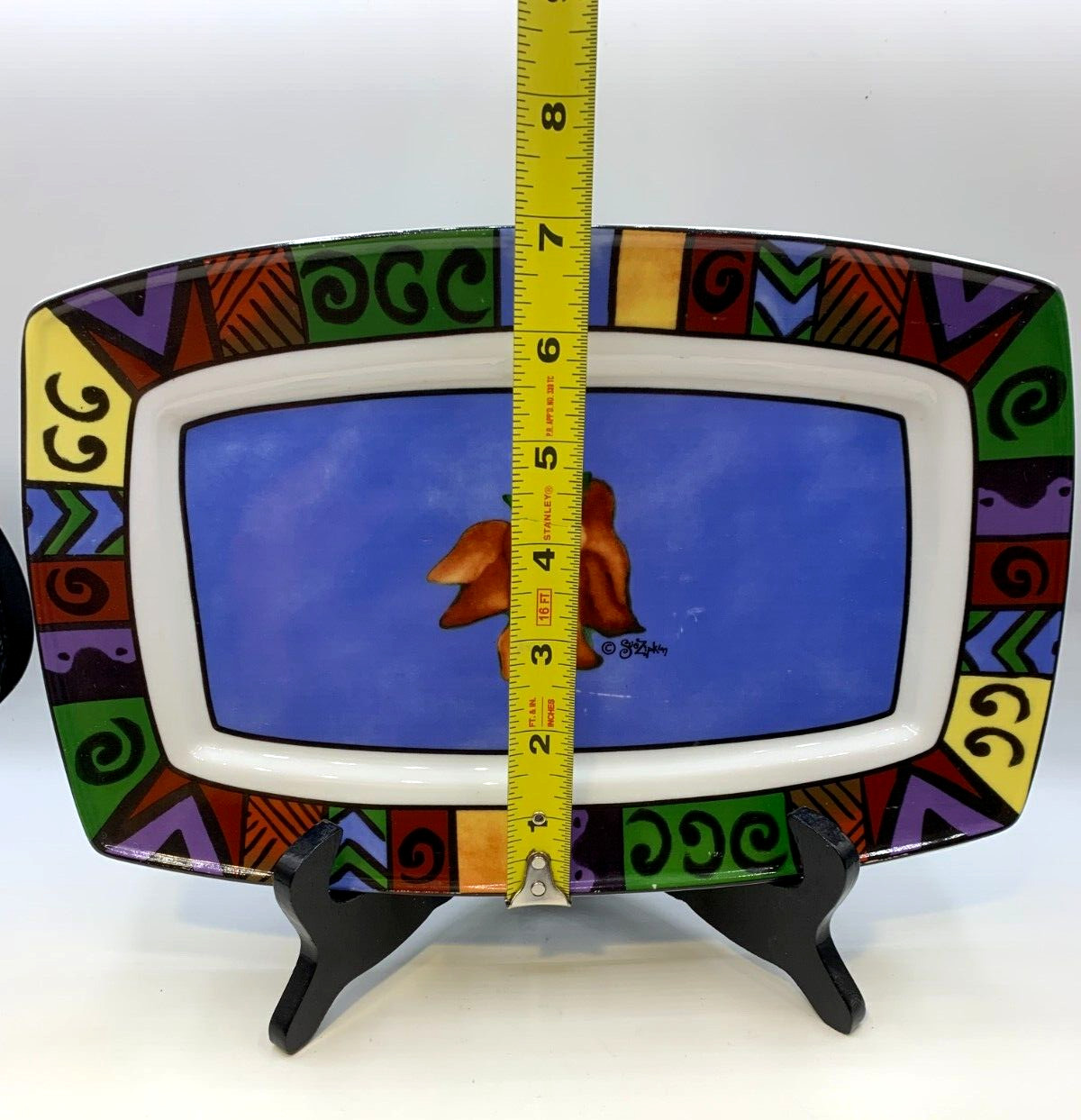 Sue Zipkin Hand Painted Serving Platter of original art work of Chili Peppers.