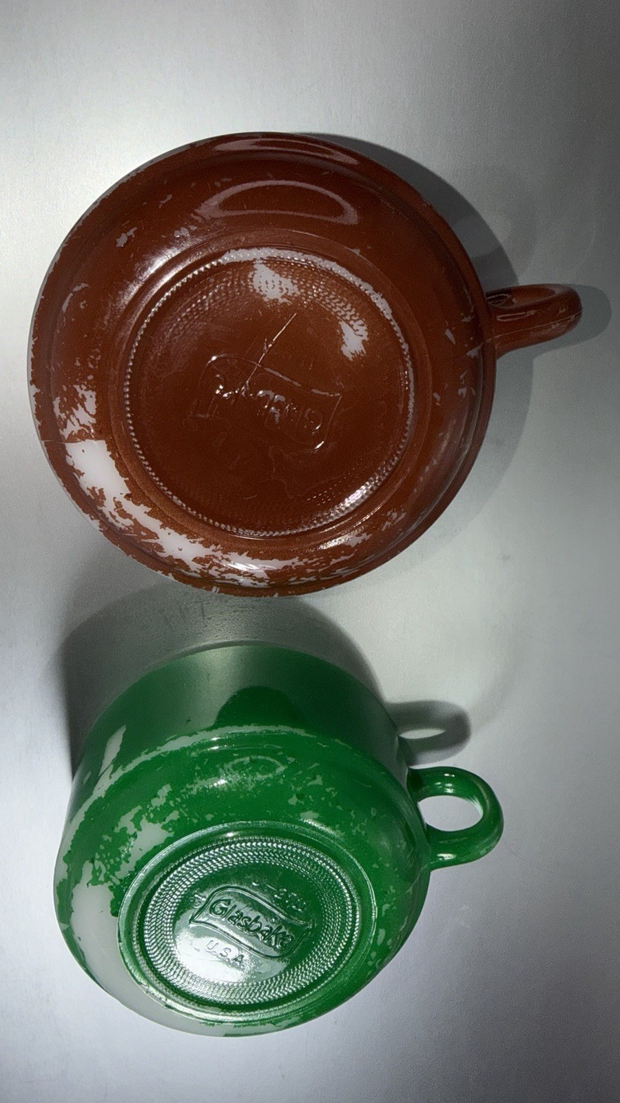 Vintage Lot of 6 Retro Colors Stackable Glasbake J-2711 Soup Bowl/Mug USA Made