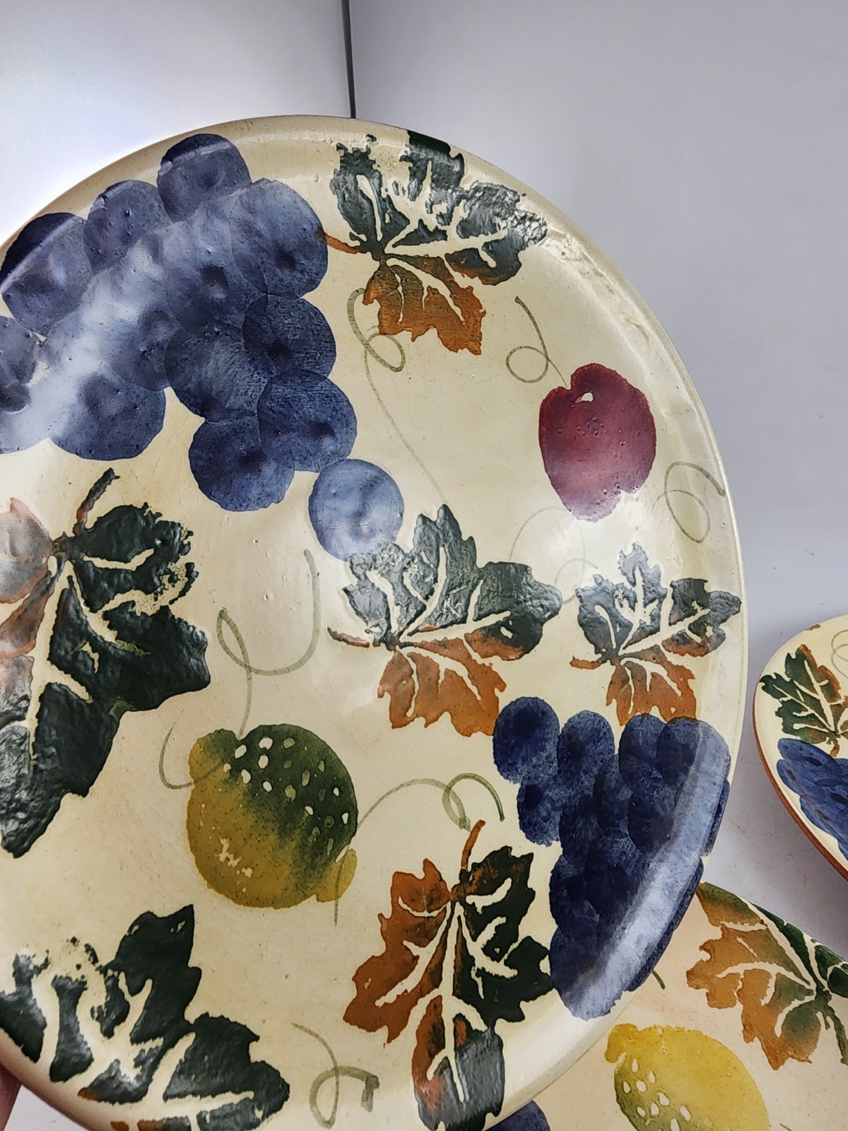Ceramiche Alfa Dinner Plates – Made in Italy Fruit and Leaves 10″ Qty 3