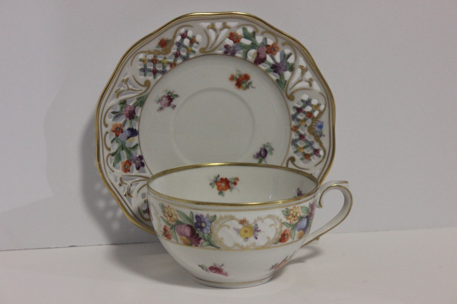 Schumann Bavaria Dresden Empress Chateau Flat Teacup & Saucer Set, 12 Sets Avail