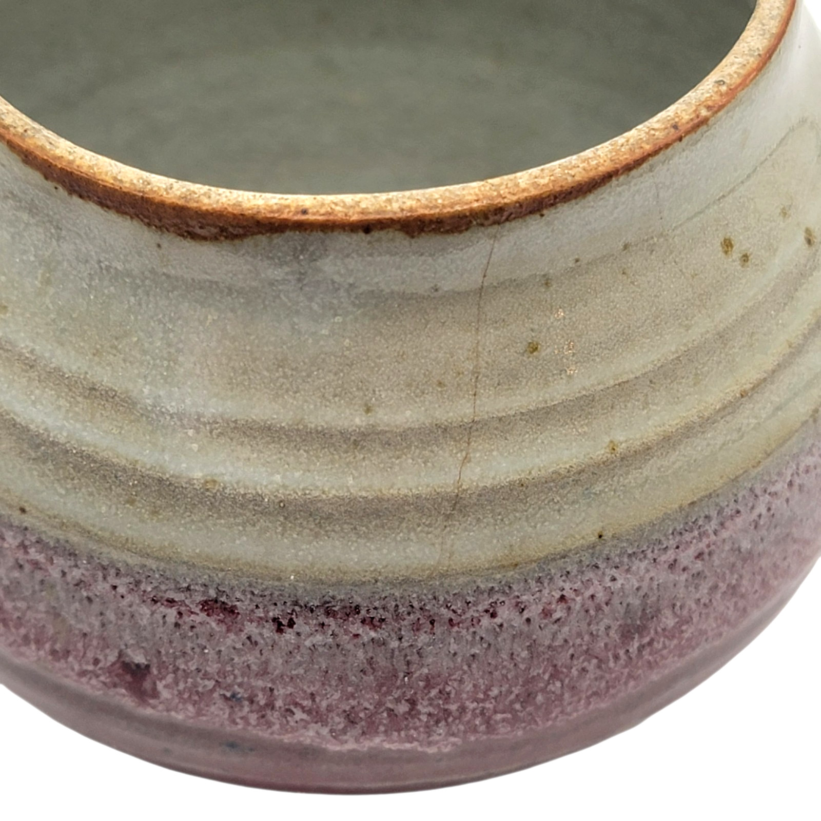 Studio Pottery Creamer Sugar Set Signed Purple Drip Glaze Blue Floral Stoneware