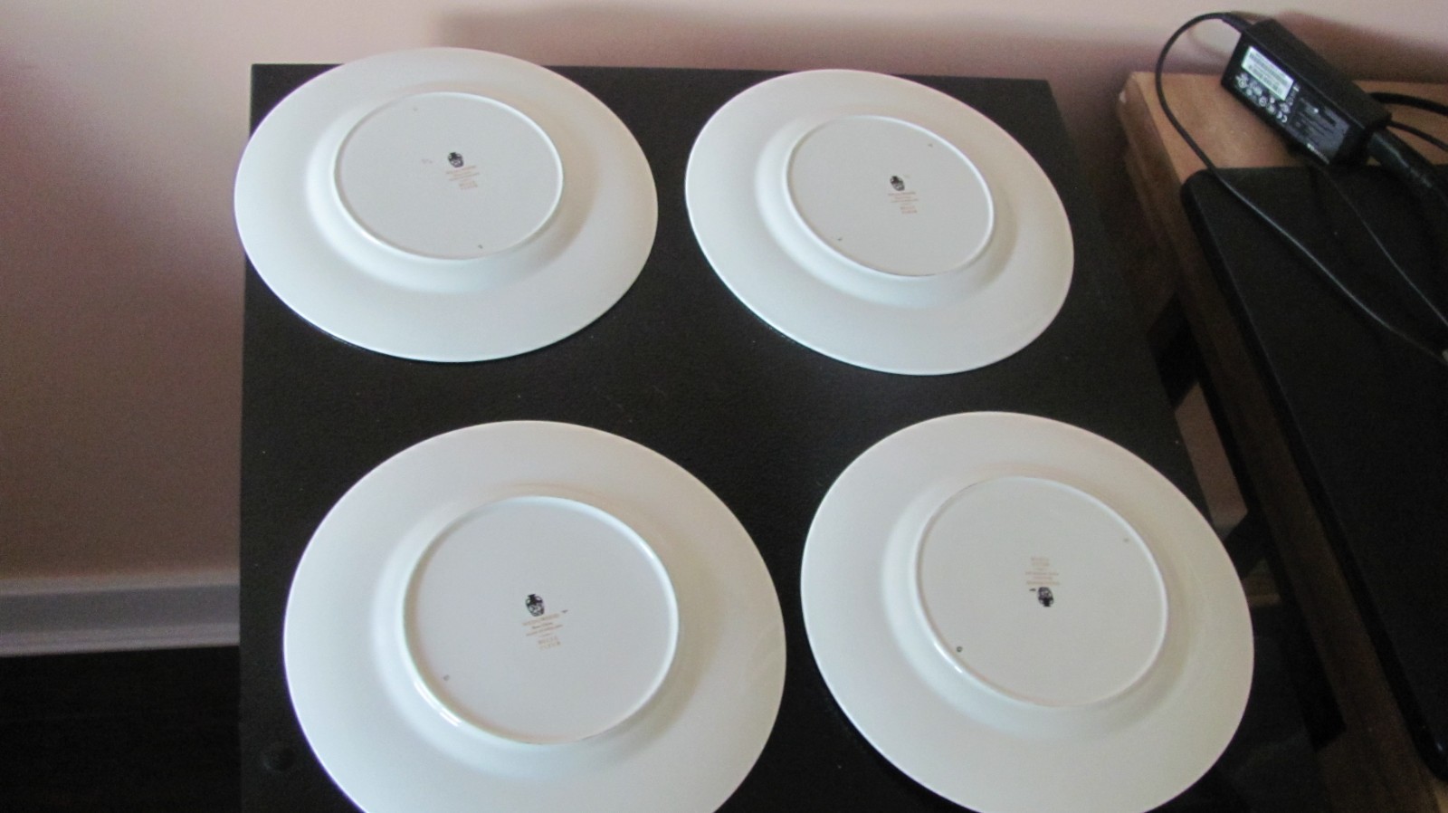 Wedgwood Belle Fleur China Salad Plates 8″ Platinum Edge Blue & White Set of 4