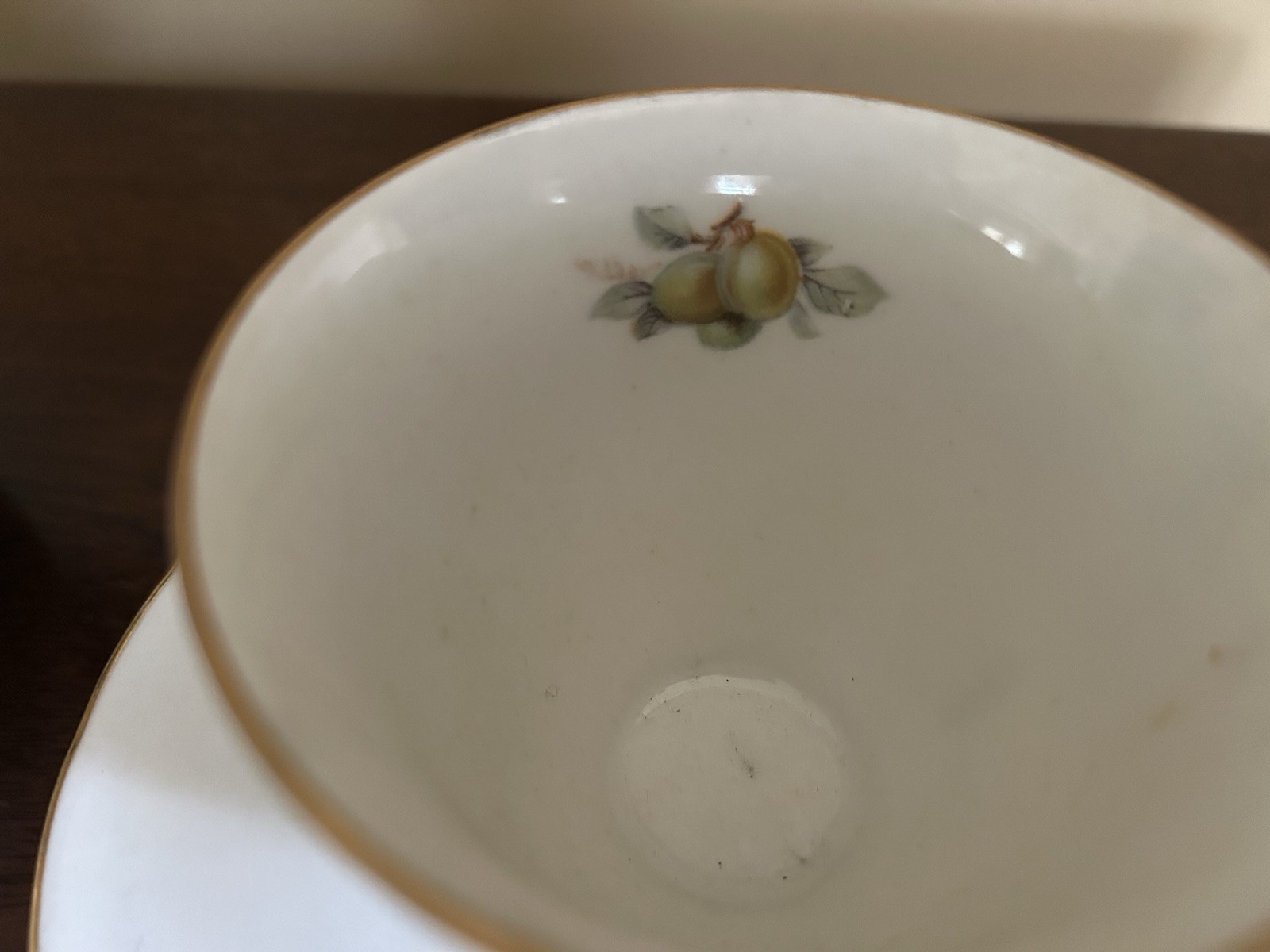 Germany Porcelain Fruit Pattern Cup & Saucer Set Four-Piece White Multicolor