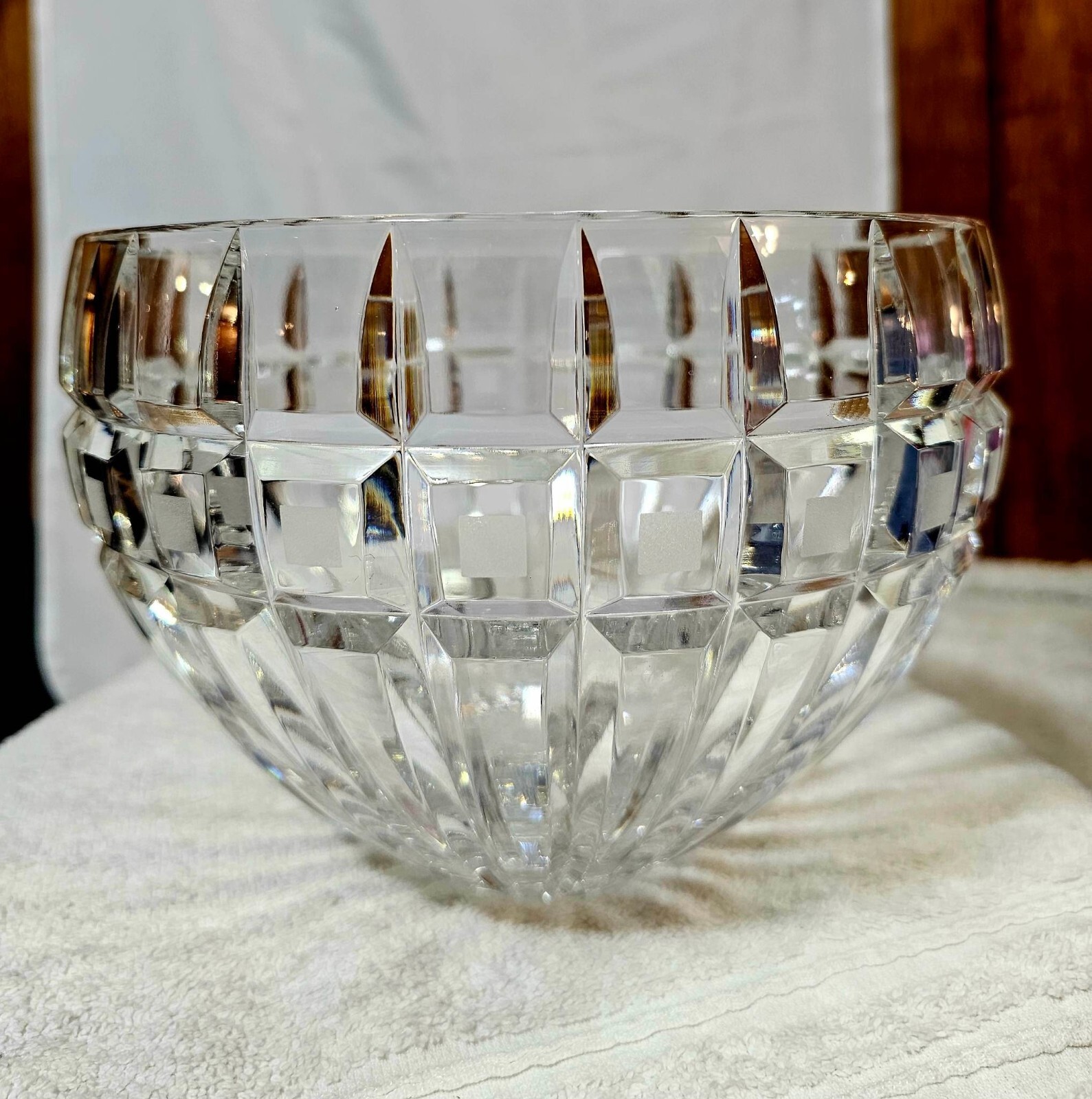 Vtg Signed marquis By Waterford Quadrata Crystal Fruit bowl 7.5in”
