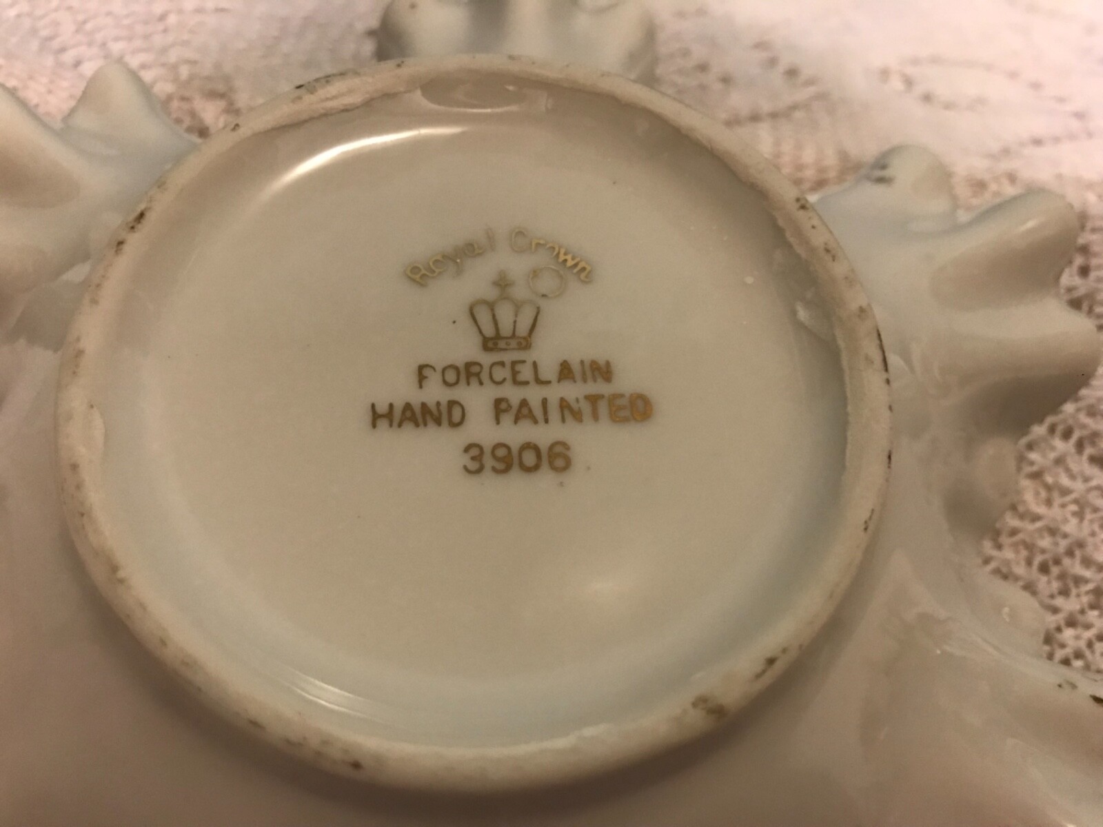 Vintage Hand Painted Royal Crown Porcelain # 3906 Candy Dish Floral design 6.5”