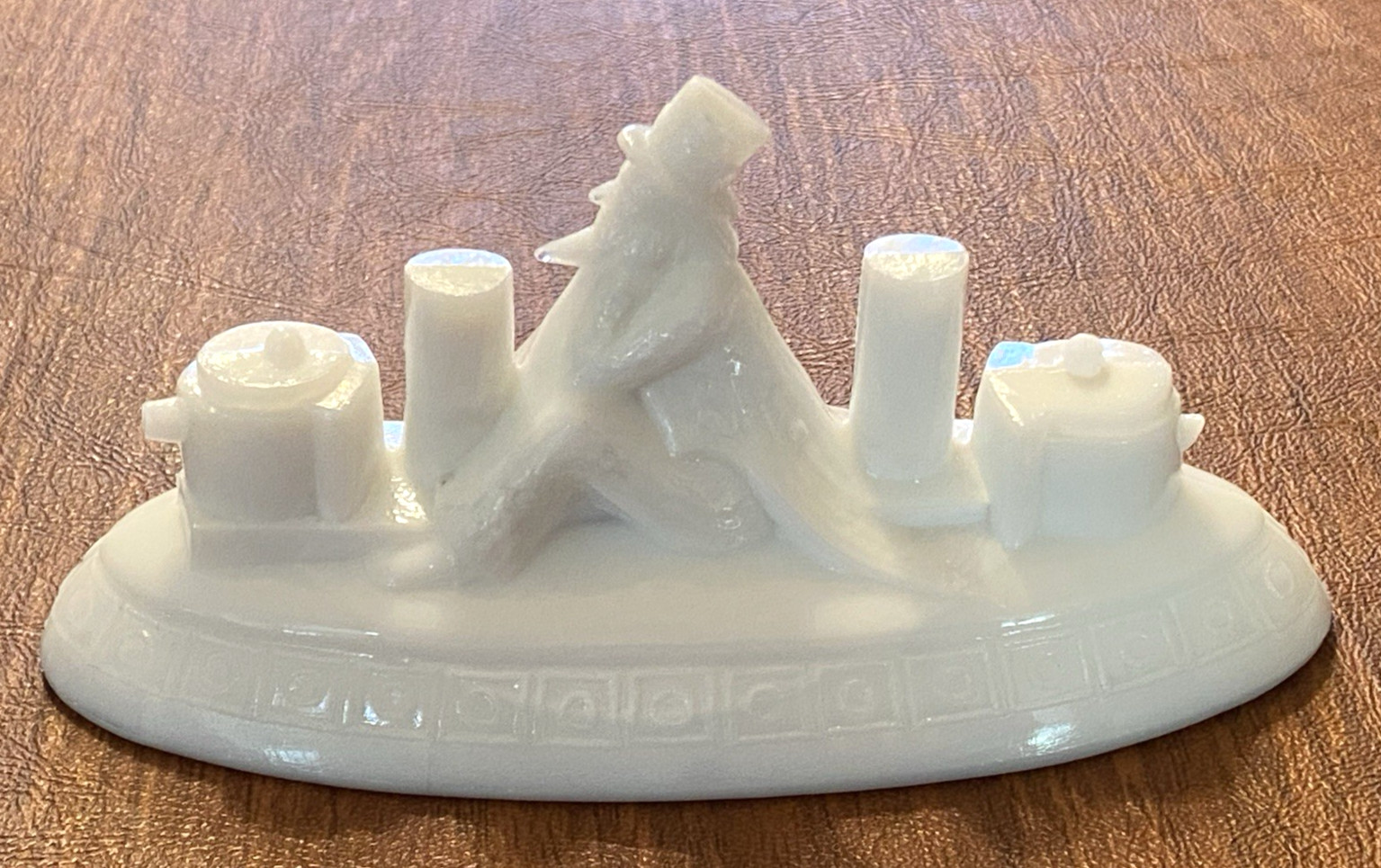 LID Only for a 1899 Uncle Sam on Battleship MILK GLASS COVERED DISH-Small chip
