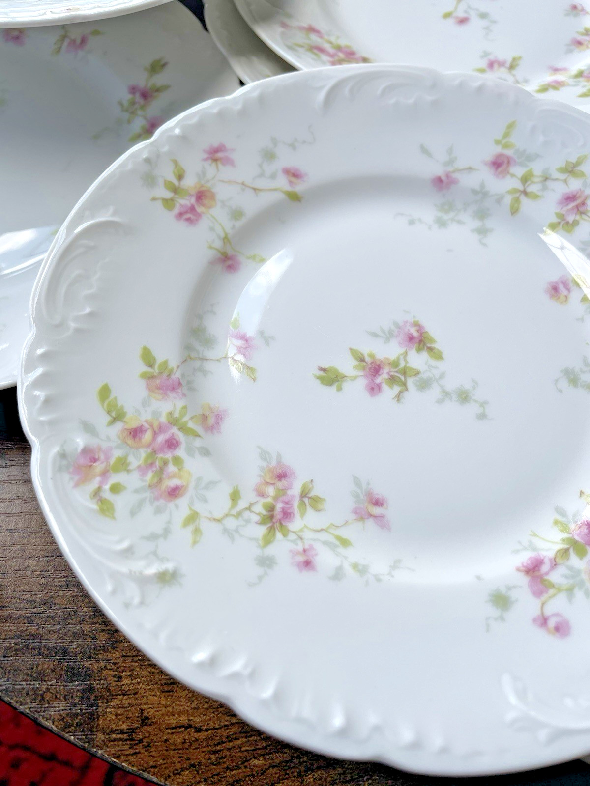 12 DESSERT PLATES Schleiger 150-5 Theodore Haviland Limoges Set Antique Floral
