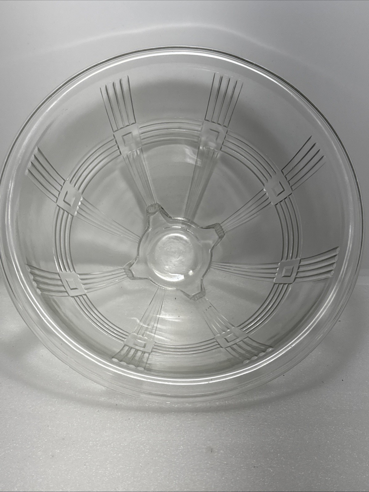 Vintage HAZEL ATLAS Clear Mixing Bowl Criss Cross Rolled Rim Lot 0f 2