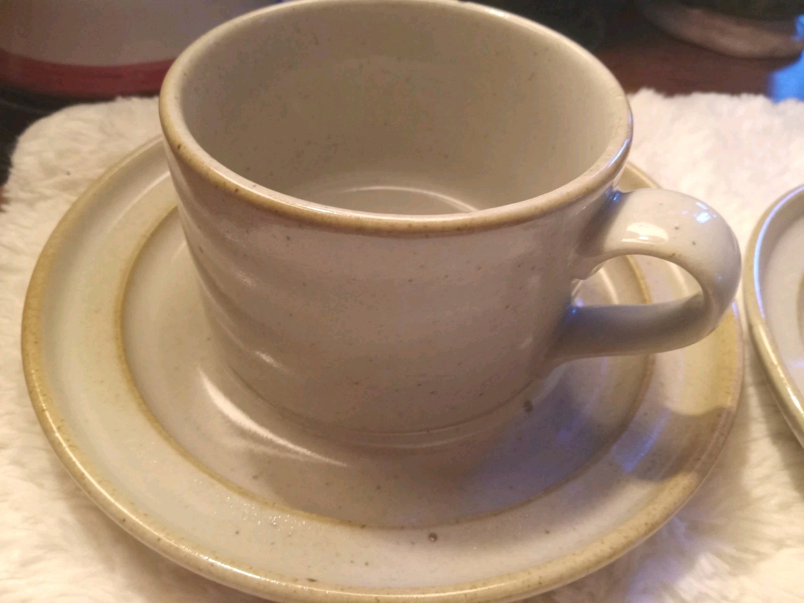 Vintage 70s Dansk Sugar Sand Niels Refsgaard Brown Mist Japan Cups & Saucers (2)