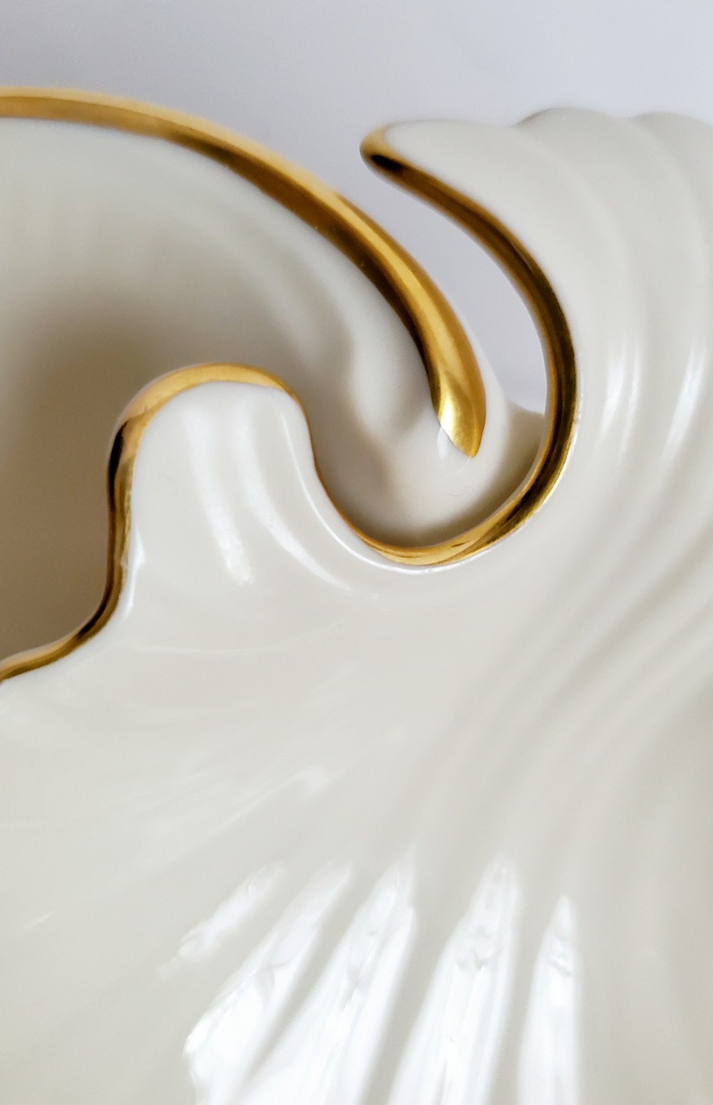 Vintage Lenox Aegean Double Shell Chip Dip Shrimp Serving Dish 24K Gold USA 12″