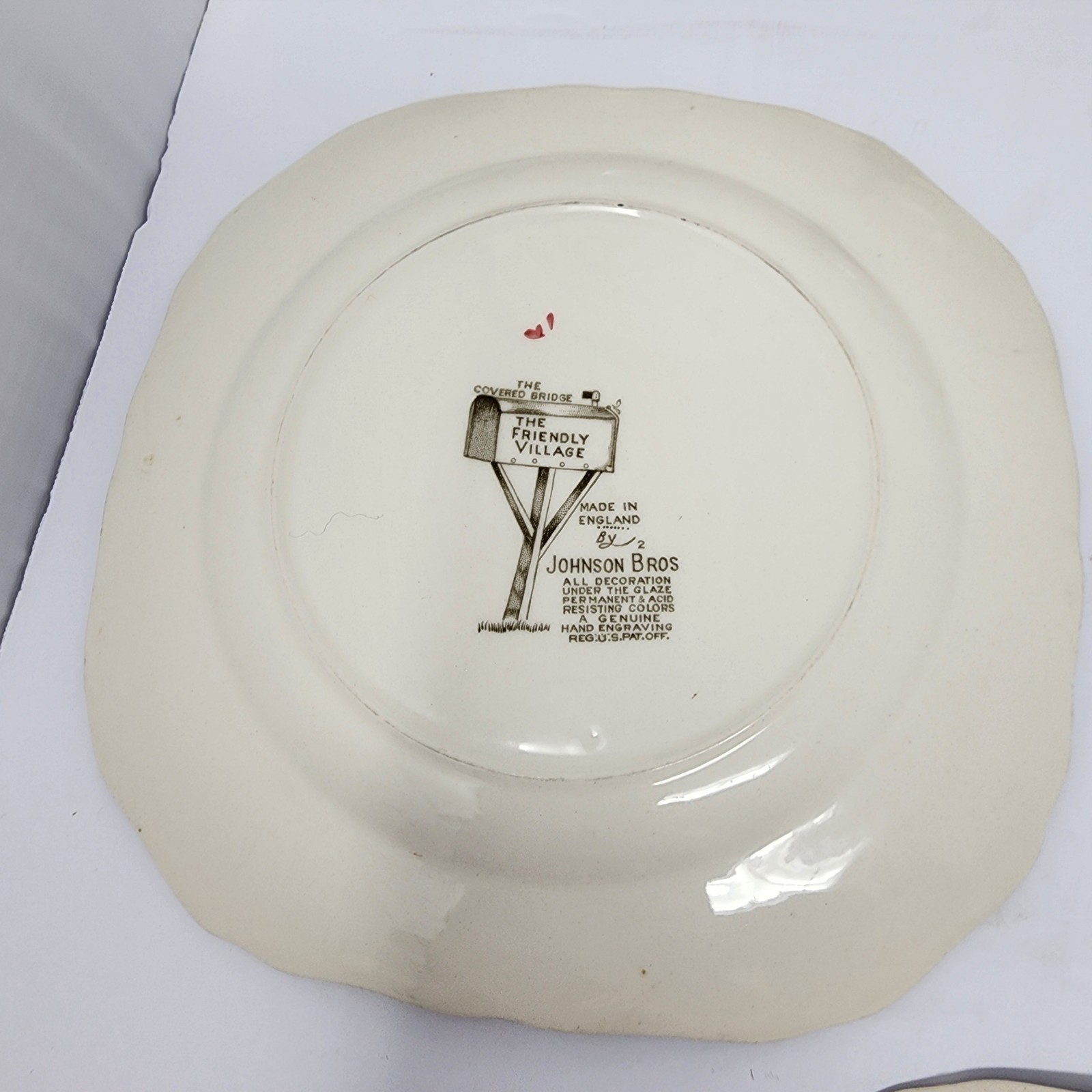 Friendly Village Johnson Brothers Covered Bridge Square Salad Dessert Plates Set