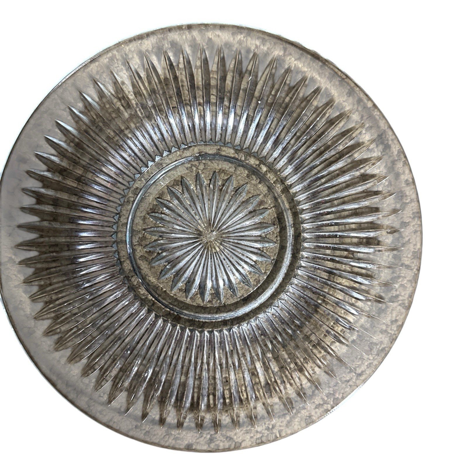 Vintage 10” Clear Glass Starburst Pattern Plate KIG Indonesia/4