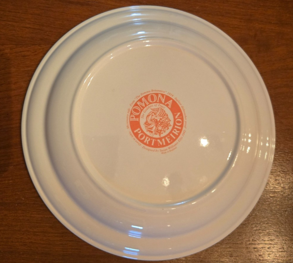 SET / 4 PORTMIERION POMONA SALAD PLATES 8 5/8″ ENGLAND Peach Cherry Currant Pear