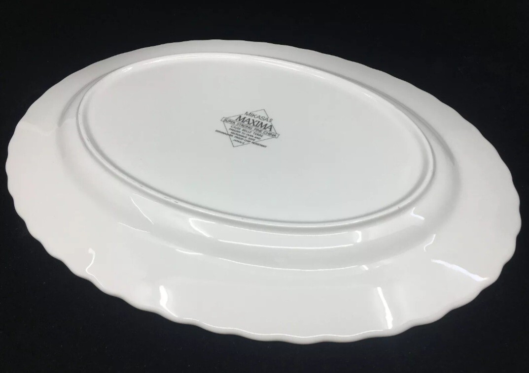 Oval Serving Platter 14.25″ Mikasa Maxima Belle Terre Fruit Ribbed Scallop NEW