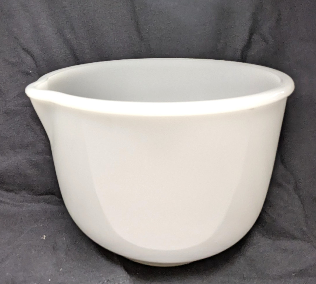 Vintage Glasbake White Milk Glass made for Sunbeam #23 Mixing Bowl With Spout