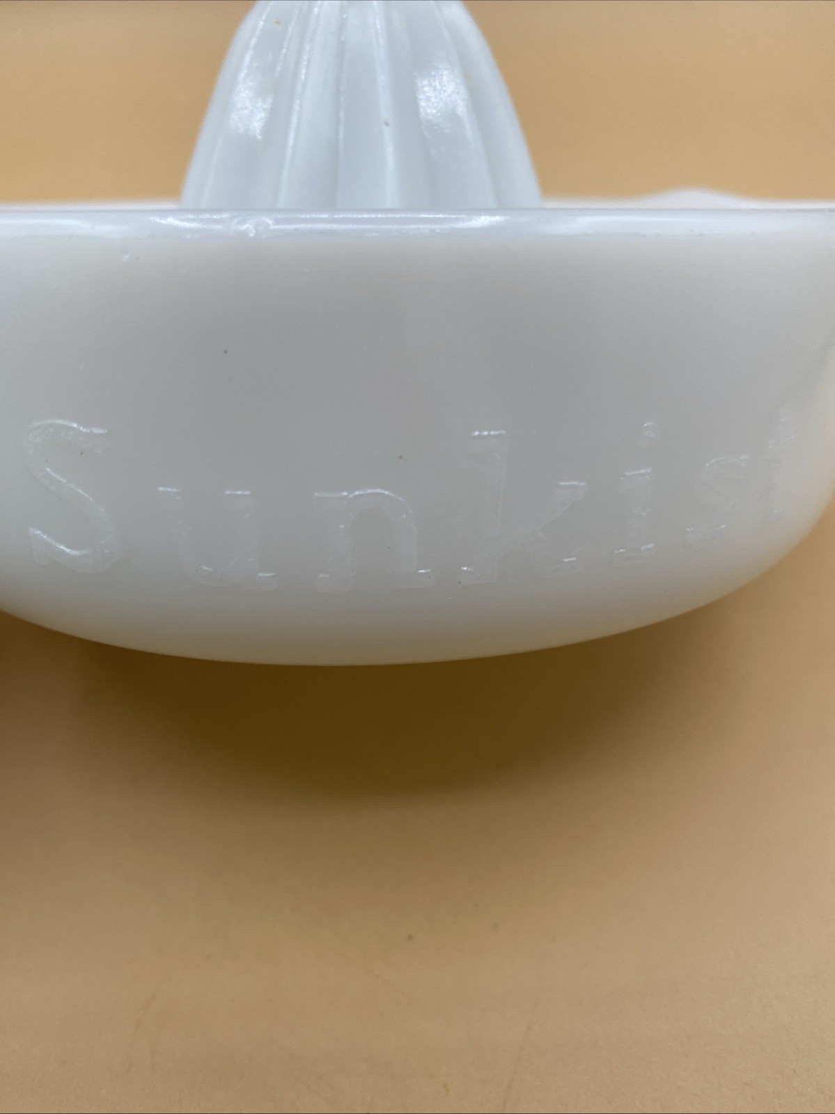 Vintage White Milk Glass Sunkist Reamer/Juicer Small Chip On Handle See Picture