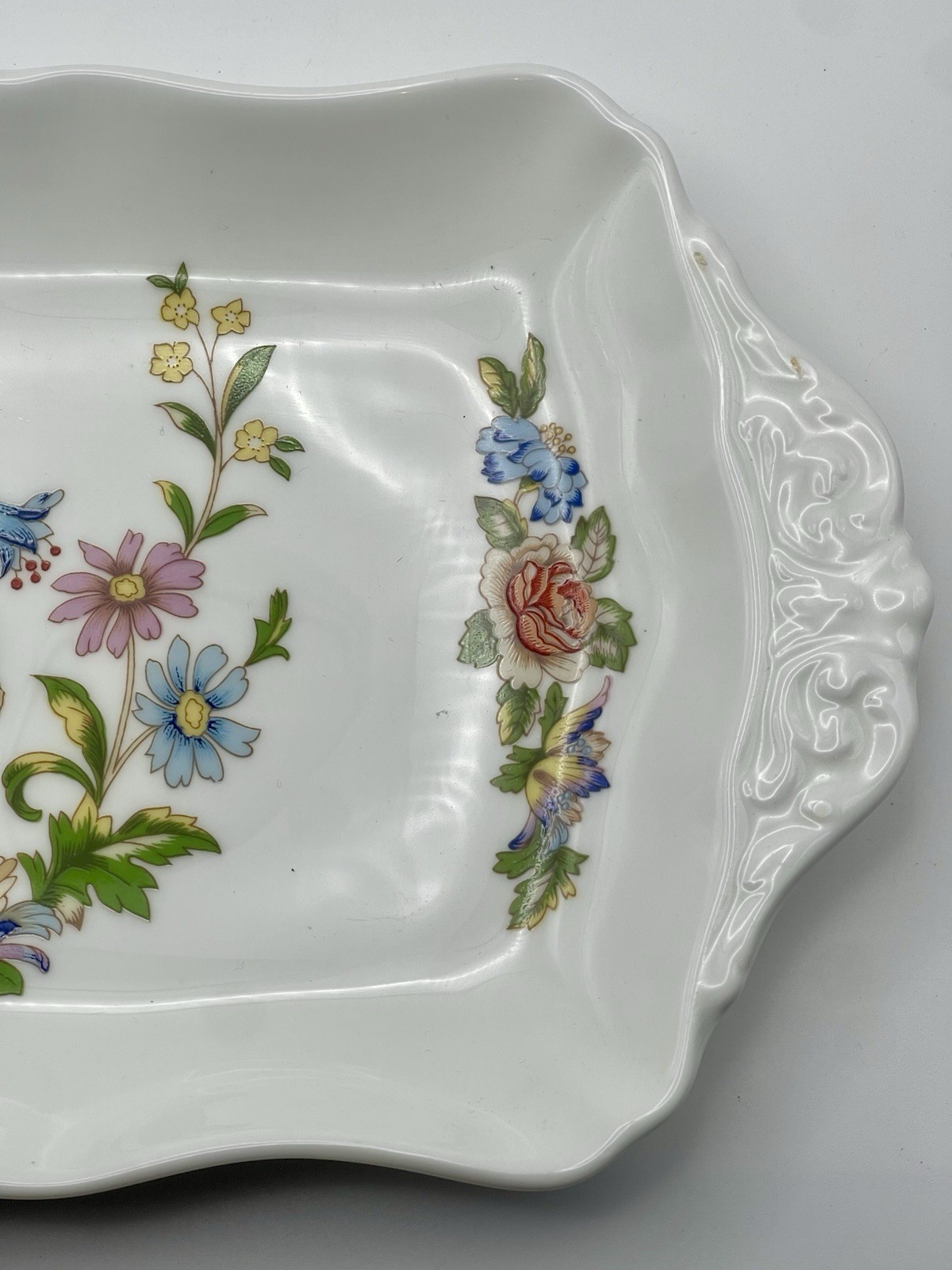 Aynsley “Cottage Garden” Rectangular Bone China Vintage Sandwich Tray 12.5”