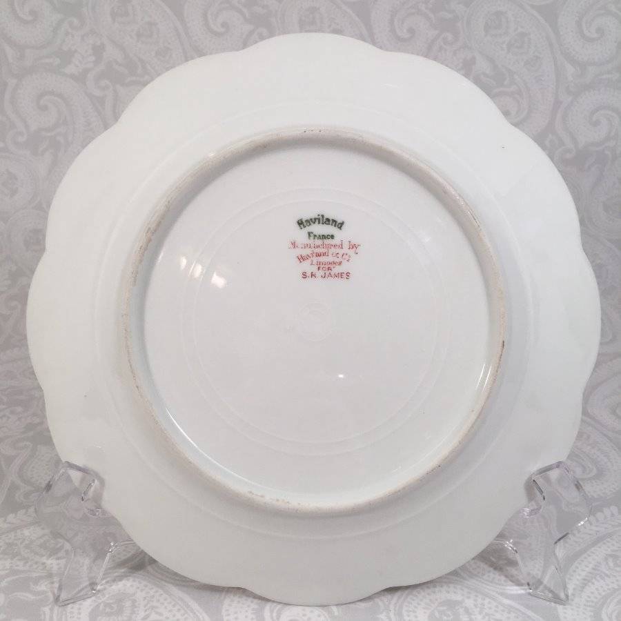 Vtg Set 6 Haviland Limoges Scalloped 8.25″ Floral Luncheon Plates Double Gold