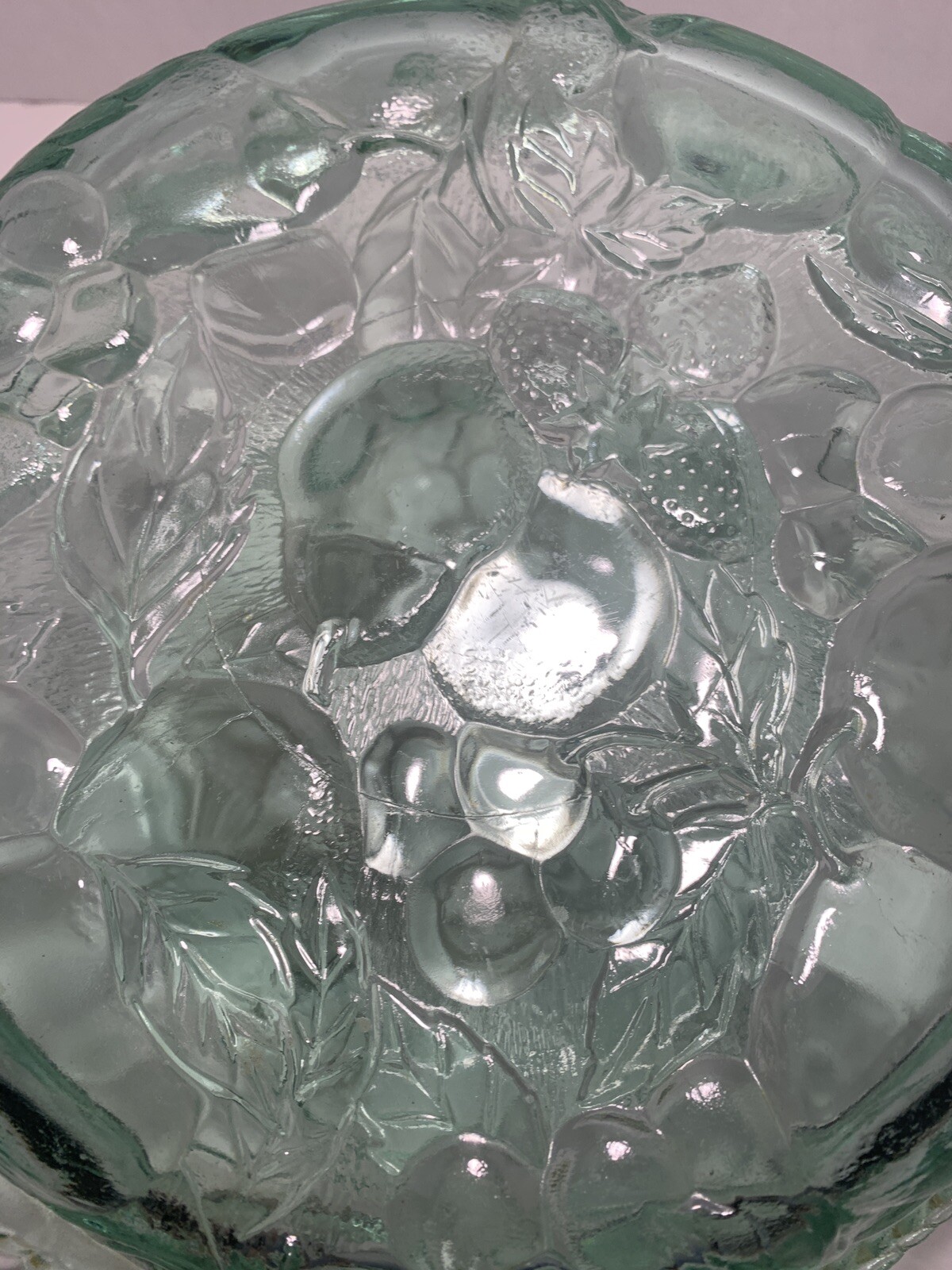 Sale Vintage Libbey Orchard Fruit Green Glass 3 QT Casserole Baking Dish Pie Lid