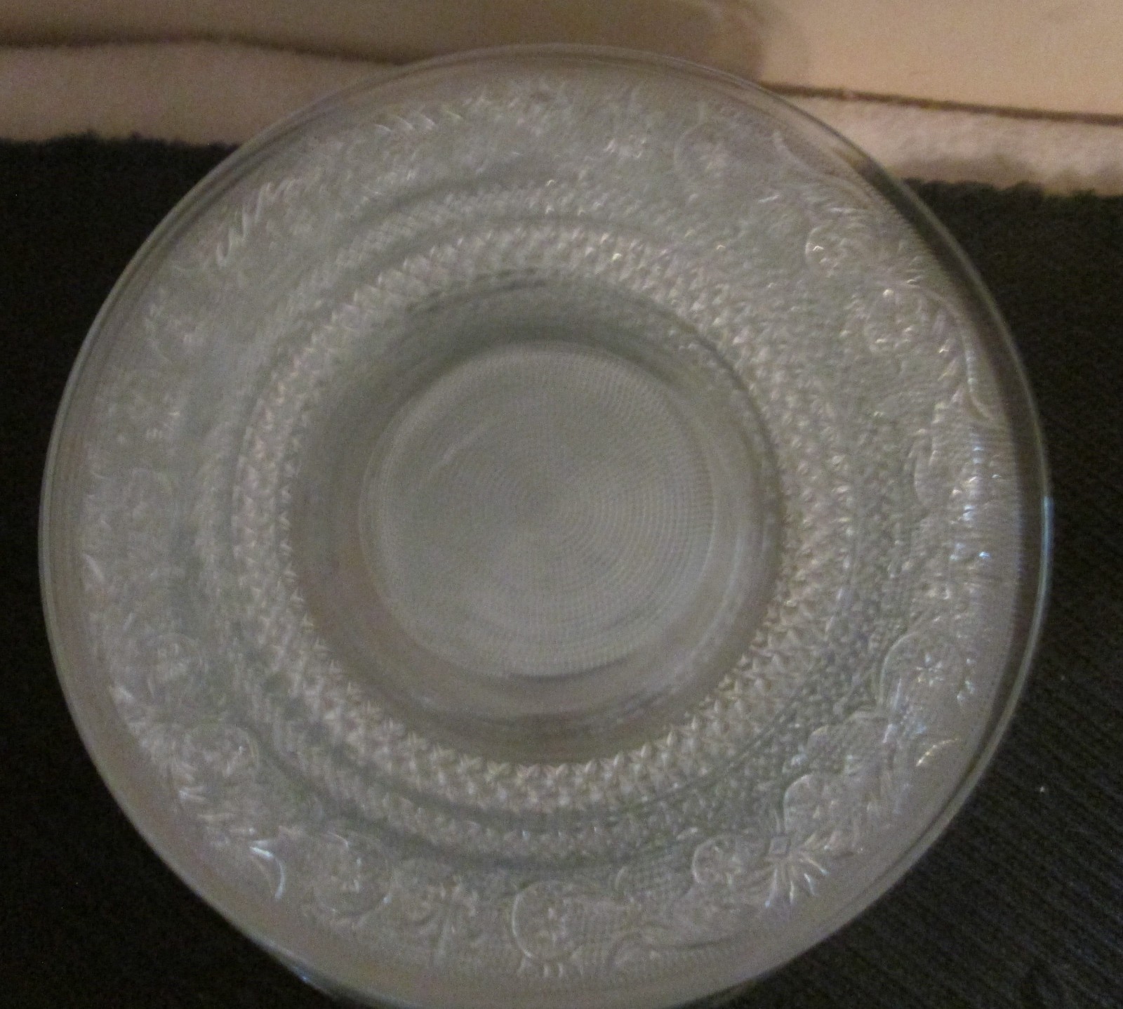 KIG Malaysia Pressed Glass Dinner Plates DIAMOND DOT 10 INCH