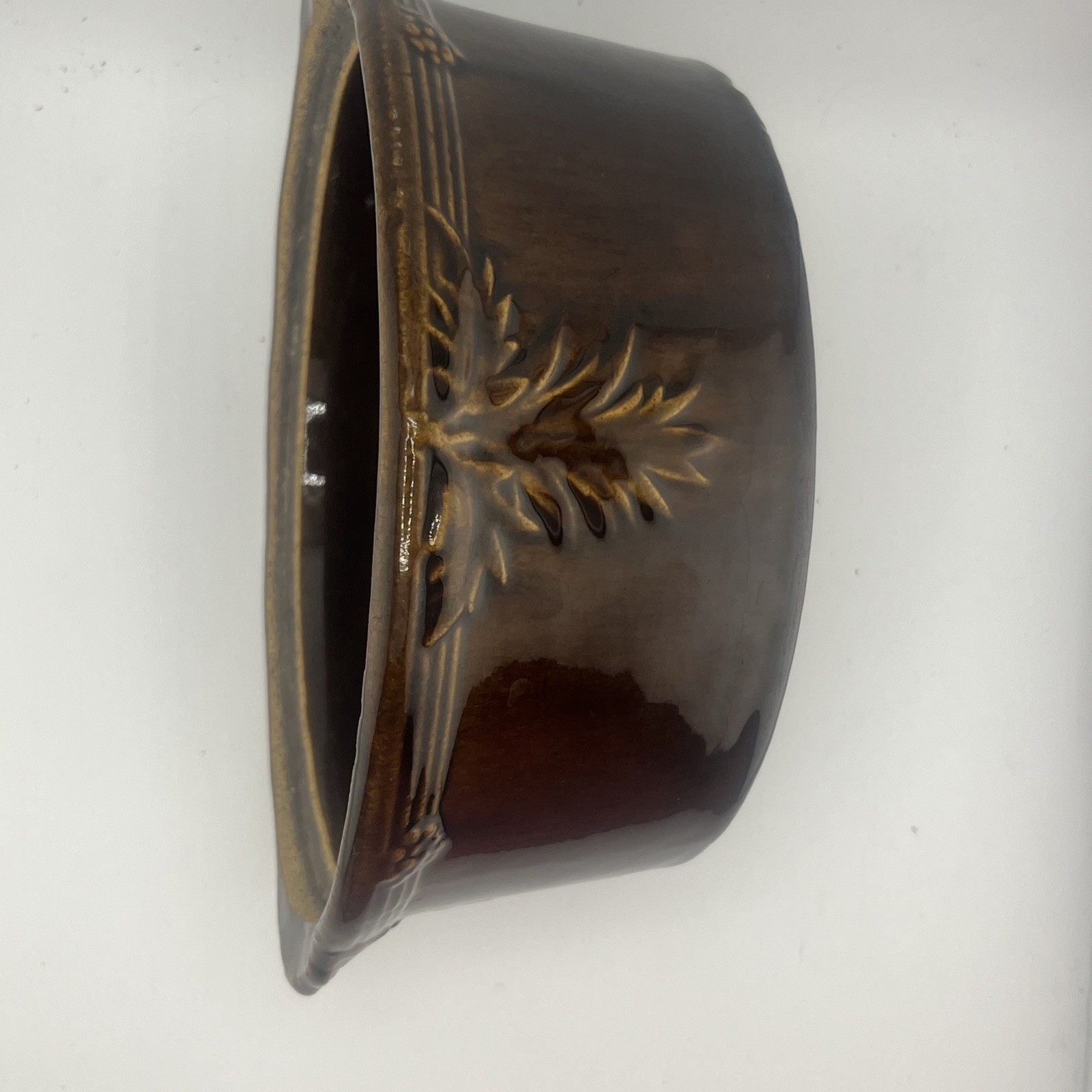 Vintage Brown Stoneware Ceramic Crock Lidded Casserole Dish Unmarked ST