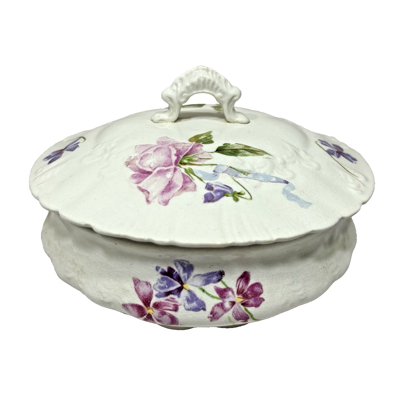 Vintage Ceramic Floral Covered Dish