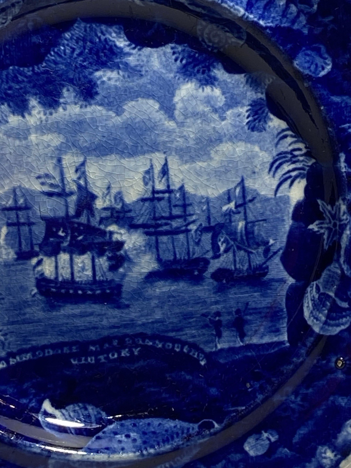 Historical Staffordshire Blue Plate Macdonough’s Victory By Wood 1812