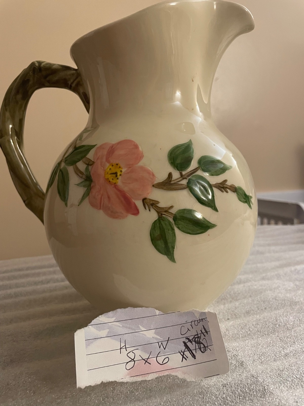 Vintage Franciscan Desert Rose Large ~8.5″ Water Pitcher