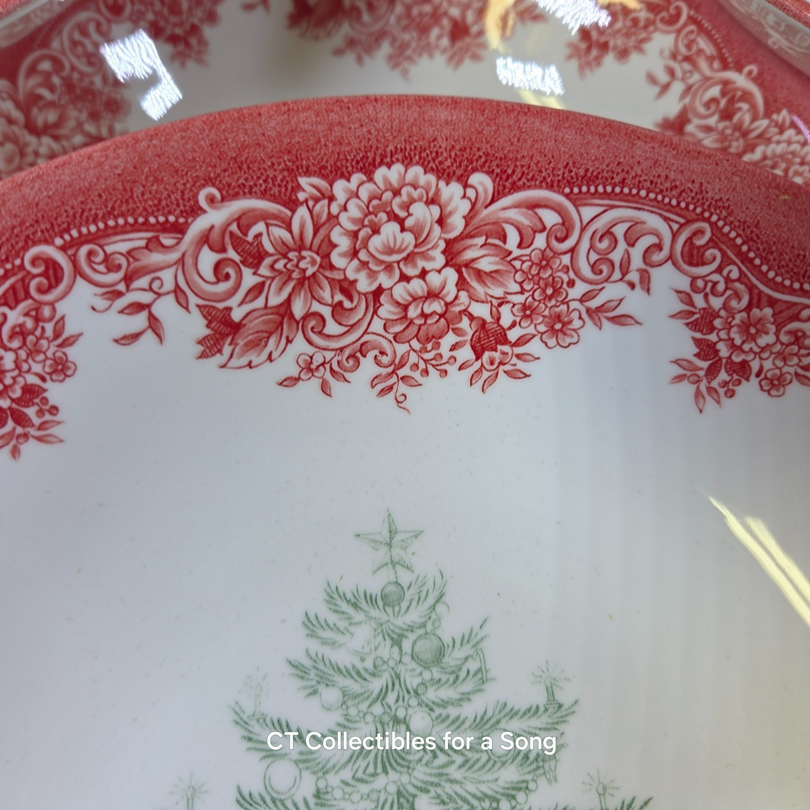 NEW Set 12 Royal Stafford Red Green Christmas Tree Pasta Bowls 9″ In Box Holiday