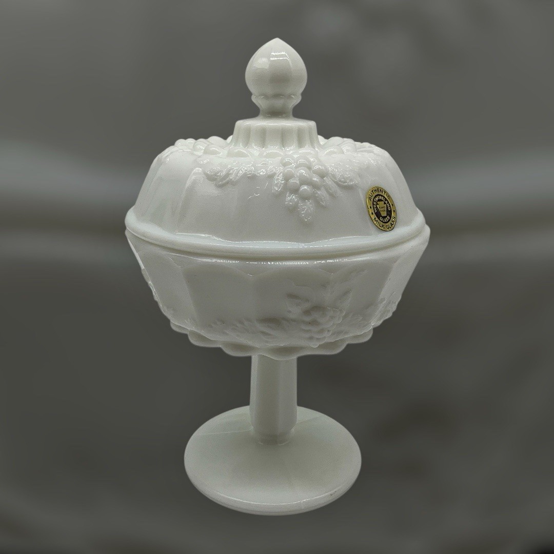 Westmoreland Milk Glass Covered Vintagee Candy Dish Marked Made in USA Collectib