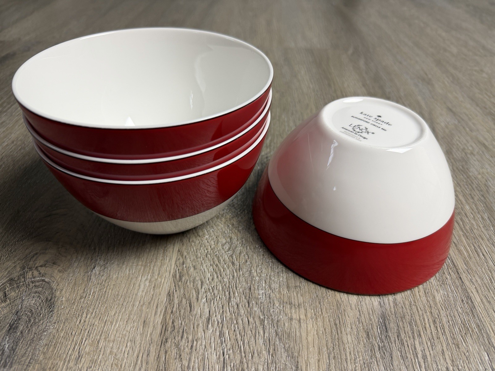 Kate Spade Rutherford Circle Red Cereal Soup Bowl By Lenox New York Set Of 4 EUC