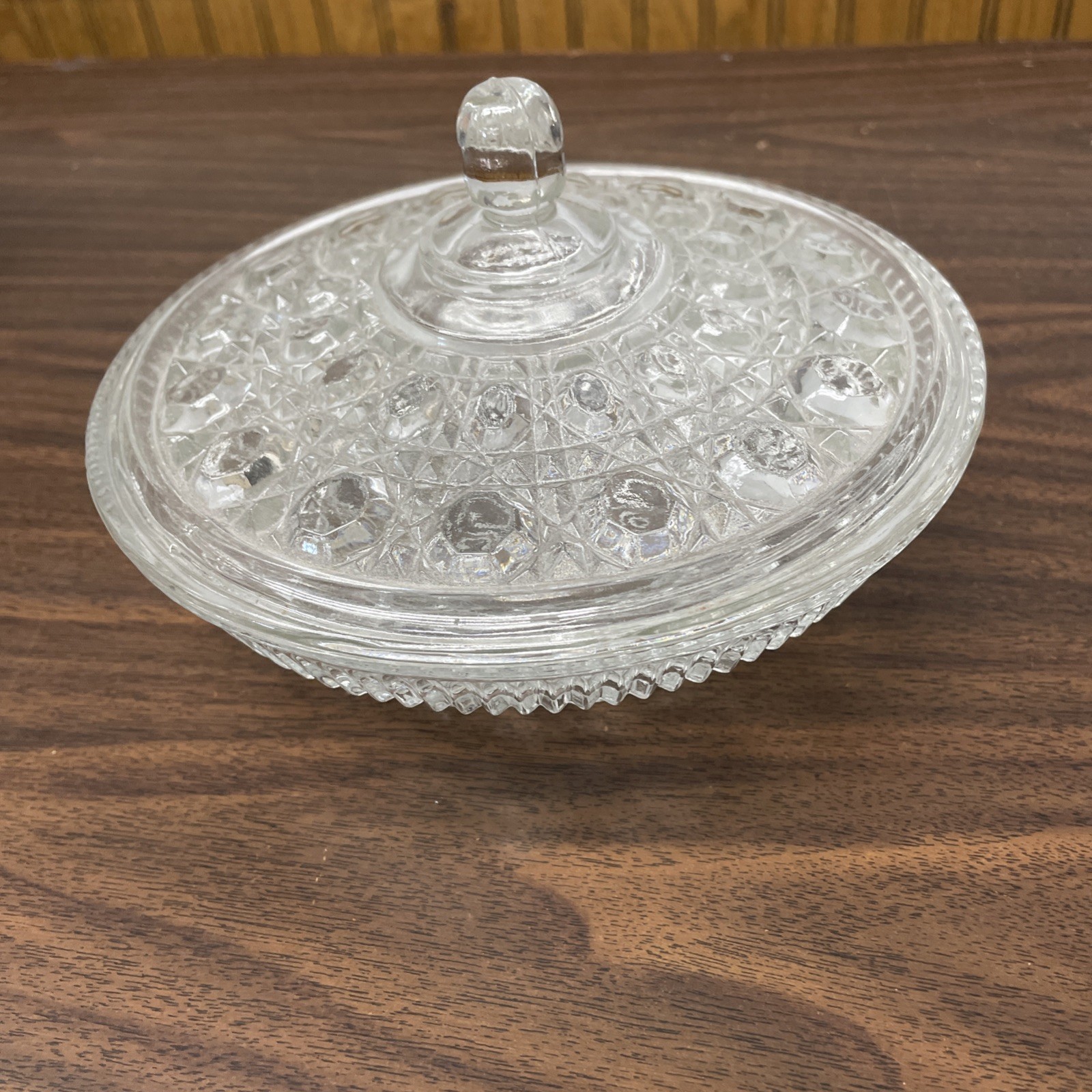 Vintage Federal Glass Candy Dish Windsor Clear with Lid Excellent No Chips